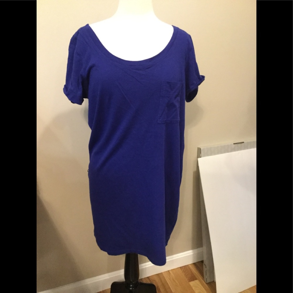 AE Short sleeve Blue scoop neck long top/dress